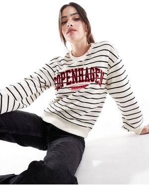 Threadbare – copenhagen – gestreiftes sweatshirt mit logo - Weiß