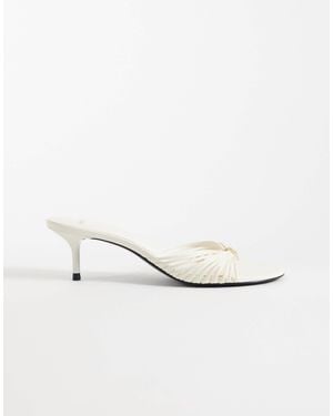 Mango Strappy Heeled Sandals With Hardware Detail - White