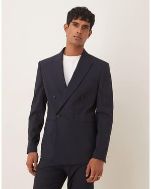 ASOS Double Breasted Slim Suit Jacket - Blue