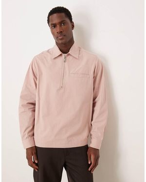 ASOS Overhead Poplin Zip Shirt - Pink