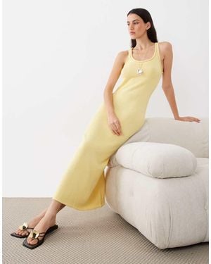 ASOS Knitted Cotton Blend U-scoop Maxi Dress - Natural