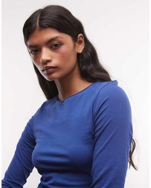Weekday Top Slim Con Maniche A 3/4 - Blu