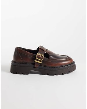 Steve Madden Kendari Chunky Loafers With Buckle Detail - Brown