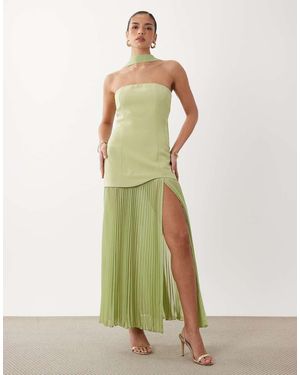Gina Tricot Dropped Waist Scarf Maxi Dress - Green