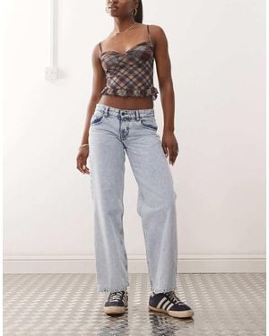 Motel Jeans Lavaggio Chiaro Anni '80 A Vita Bassa - Bianco