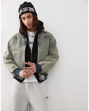 Aape By A Bathing Ape Aape By A Bathing Ape Denim Western Jacket With Back Embroidery - Grey