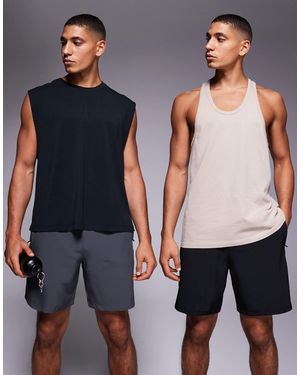 4505 Icon 7 Inch Quick Dry Training Shorts With Zip Pockets 2 Pack - Blue