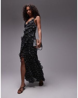 TOPSHOP Ruffle Cami Maxi Dress - Black