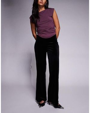 New Look Velvet Wide Leg Trousers - Black