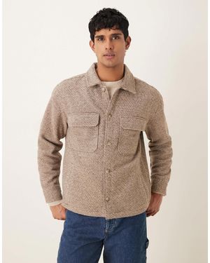 Abercrombie & Fitch – relaxed-fit-hemdjacke aus bouclé - Natur