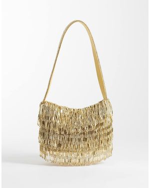 ASOS Bolso De Hombro Con Flecos De Abalorios - Metálico