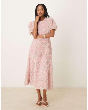 Y.A.S Vestito Lungo Premium Con Dettaglio A Fiori 3D - Rosa