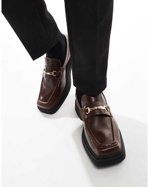 ASOS Mocassini Color Cuoio Con Punta Squadrata E Suola Spessa - Nero