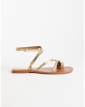 Mango Teen – flache riemchen-sandaletten - Mettallic