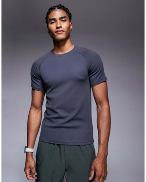 4505 T-Shirt Da Allenamento Color Grafite A Coste - Blu