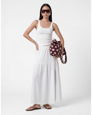 Noisy May Falda Larga Blanca Plisada De Estilo Boho Con Abertura Lateral-Blanco
