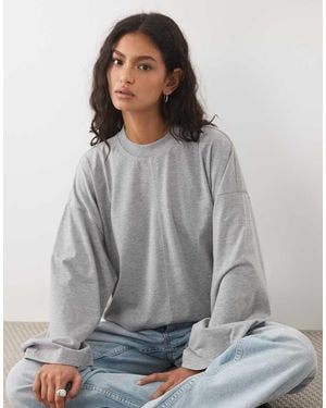 ASOS T-Shirt Met Lange Mouwen En Skate-Print - Grijs