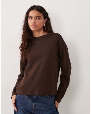New Look Premium Oversized T-Shirt Met Lange Mouwen - Bruin