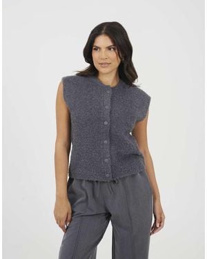 Brave Soul Boucle Knitted Waistcoat - Blue