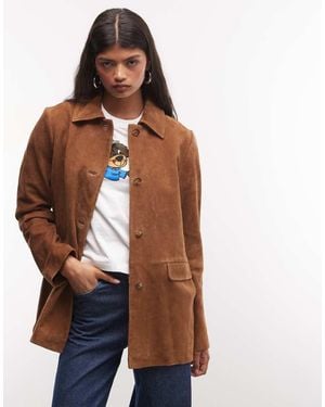 Monki Chaqueta Premium De Ante - Marrón
