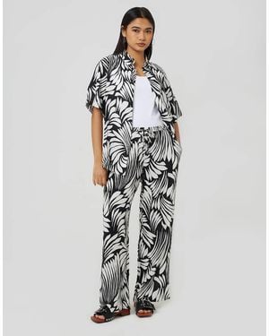 Brave Soul Printed Wide Leg Trousers - White