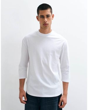 ASOS Relaxed 3/4 Length T-shirt With Curved Hem - White