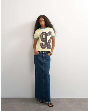 TOPSHOP Maxi Kolomrok Met Lage Taille - Blauw