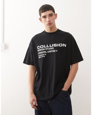 Collusion T-shirt With Print And Pocket - Black