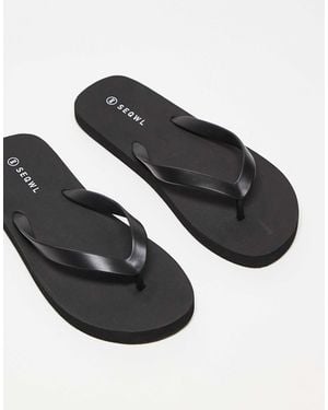 SEQWL Mamun Thong Flip Flops - Black