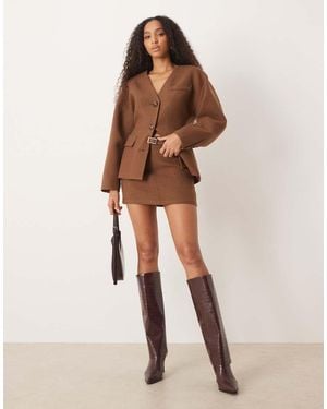 Pretty Lavish Tailored Belted Mini Skirt Co-ord - Natural