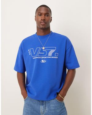 ASOS – schweres, kastig geschnittenes oversize-t-shirt - Blau