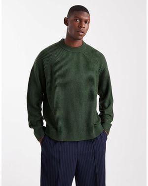 ASOS Pull oversize coupe carrée en maille à côtes anglaises - foncé - Vert