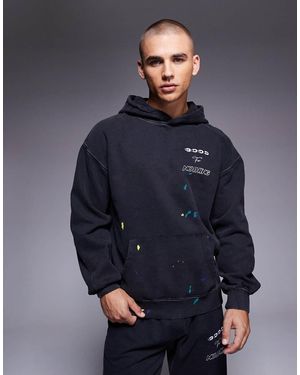 Good For Nothing Splatter Detail Hoodie - Blue