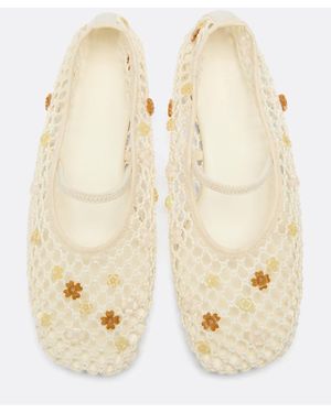 Stradivarius Flat Mesh Shoes With Charms - Natural