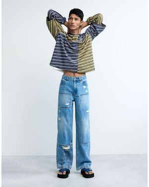 Desigual Vaqueros Azules Con Detalle De Costuras