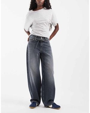 ONLY Gianna Jeans Dritti Con Vita Da Annodare - Blu
