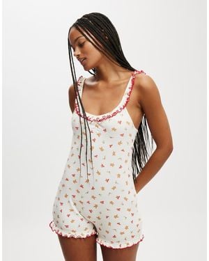 Cotton On Cotton On Rib Ruffle Boyleg Romper - White