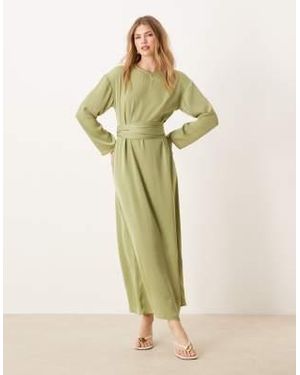 ASOS Robe longue en satin avec liens noués au dos - vert sauge