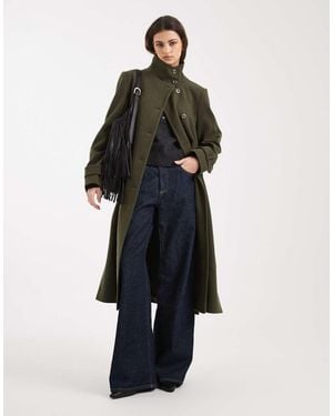 Miss Selfridge Cappotto Elegante A Imbuto Kaki - Nero