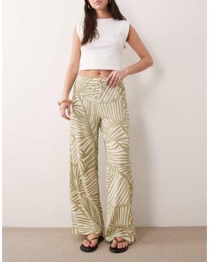 Jdy Pantalones Verdes Sin Cierres Con Estampado Abstracto De - Neutro