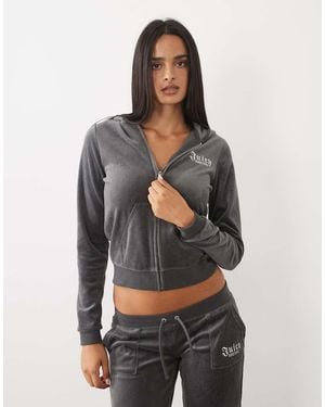 Juicy Couture Robyn Felpa Con Cappuccio E Zip Con Logo Regal Rebelle Nera - Grigio