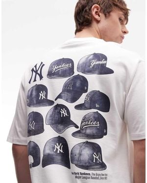 KTZ Ny Yankees Logo With Cap Back Graphic T-shirt - Blue