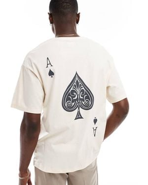 ADPT Oversized T-shirt With Ace Of Spades Back Print - Natural