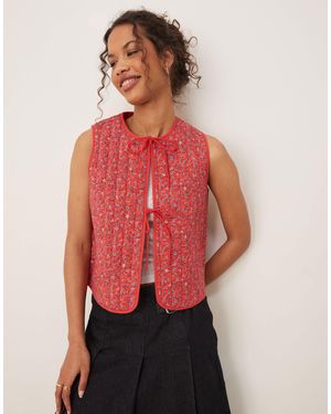 Nobody's Child Tie-detail Quilted Gilet - Red