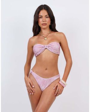 SIMMI Scarf Print Knot Detail Bandeau Bikini Top - Pink