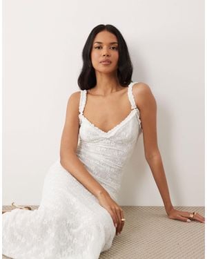 Bardot Tzariana Satin Lace Midi Dress in Natural | Lyst