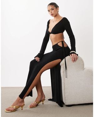Flook The Label Salma Knitted Maxi Beach Skirt - Black