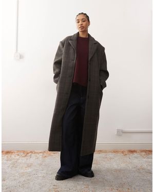 Weekday – karierter oversize-mantel aus wollmix - Braun