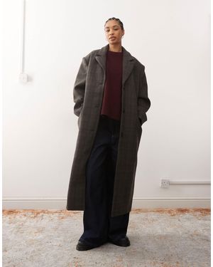 Weekday Wool Blend Oversized Coat With exaggerated Shoulders - Brown