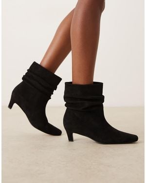 Glamorous Stivaletti Medi Arricciati Micro Con Tacchetti A Spillo - Nero
